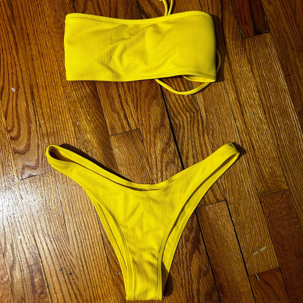 Yellow Bandeau Bikini Set